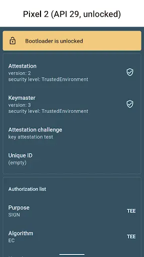 Key Attestation Demo screenshot