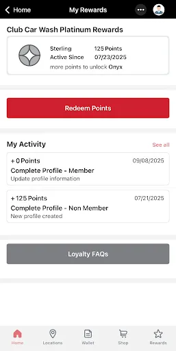 Club Car Wash Mobile App screenshot