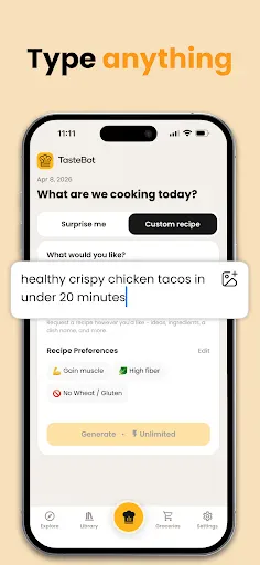 TasteBot: AI Recipe Generator screenshot