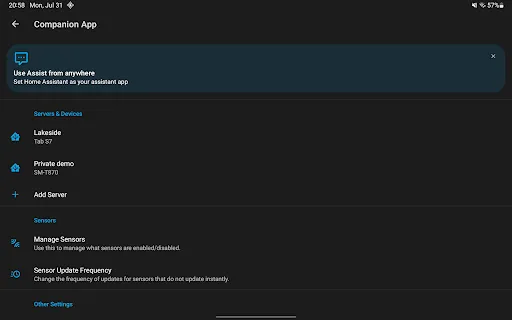 Home Assistant screenshot